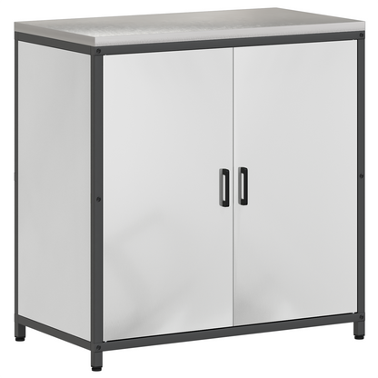 vidaXL with Shelf with Storage with Door Adjustable 2 pcs Galvanised steel