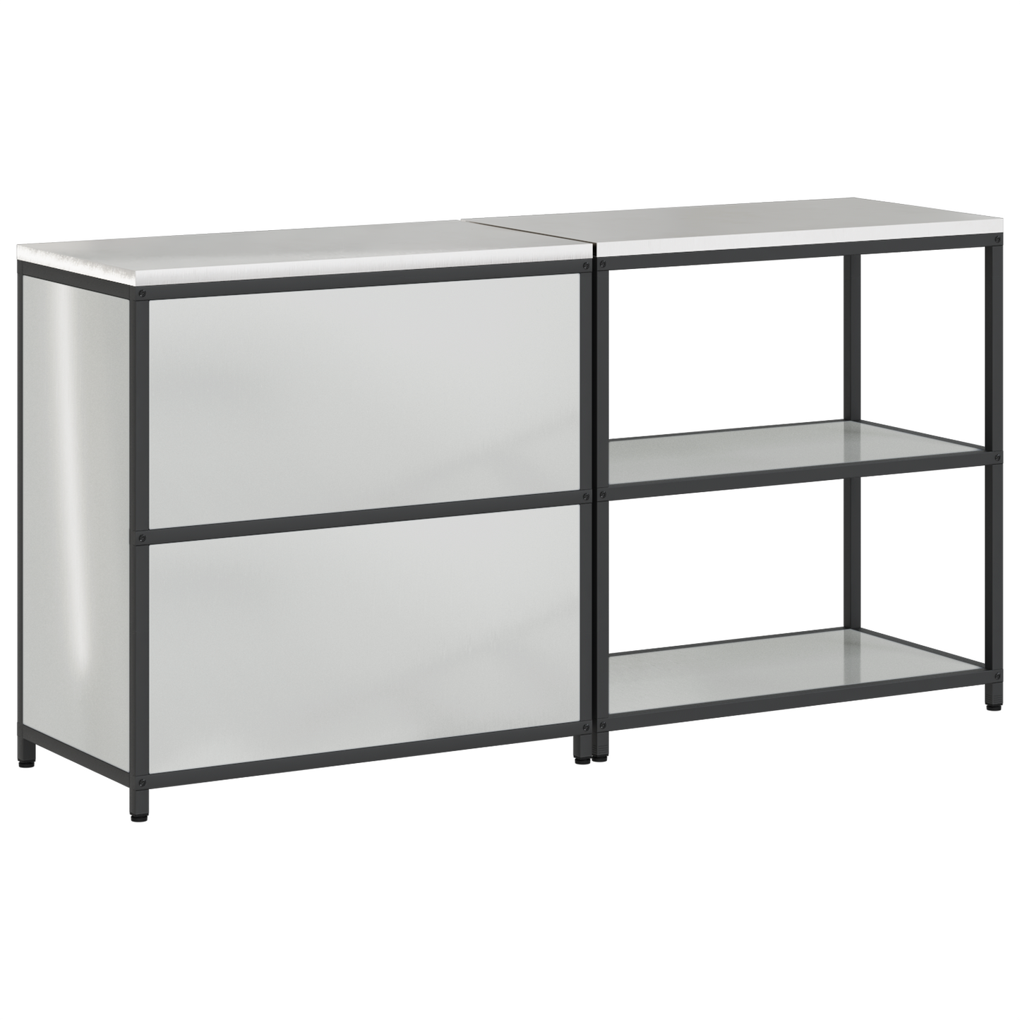 vidaXL with Shelf with Storage with Door Adjustable 2 pcs Galvanised steel
