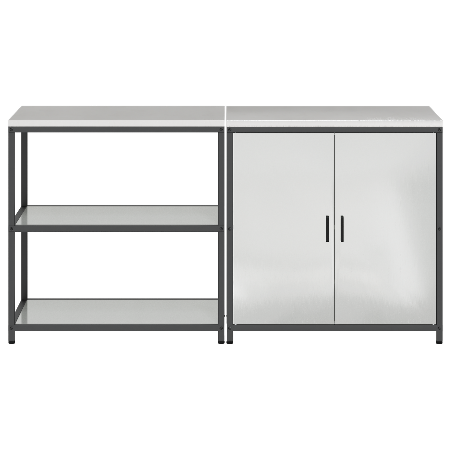 vidaXL with Shelf with Storage with Door Adjustable 2 pcs Galvanised steel