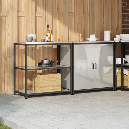 vidaXL with Shelf with Storage with Door Adjustable 2 pcs Galvanised steel