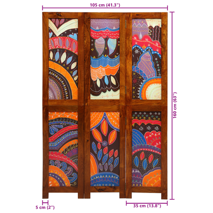 vidaXL Room Divider 3 Panels Honey Brown 35x1.5x160 cm Solid Wood Acacia