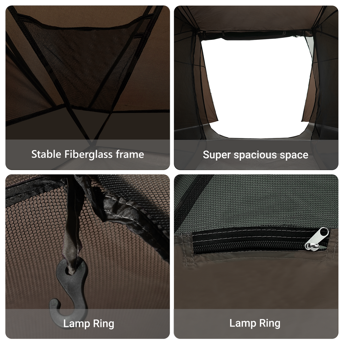 vidaXL Fishing Tent Brown Polyester 7-Person Collapsible Fishing Tent