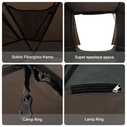 vidaXL Fishing Tent Brown Polyester 7-Person Collapsible Fishing Tent