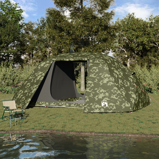 vidaXL Fishing Tent 7-Person Camouflage Waterproof