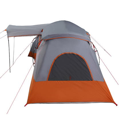 vidaXL Family Tent with Windows Dome Grey&Orange 6-Person Waterproof