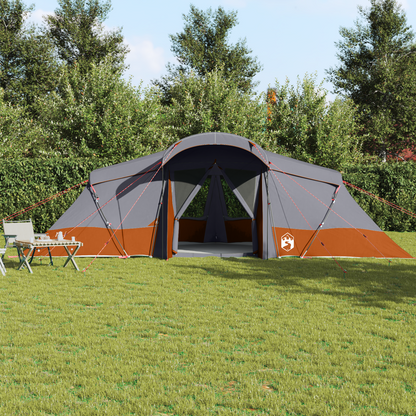 vidaXL Family Tent with Windows Dome Grey&Orange 6-Person Waterproof