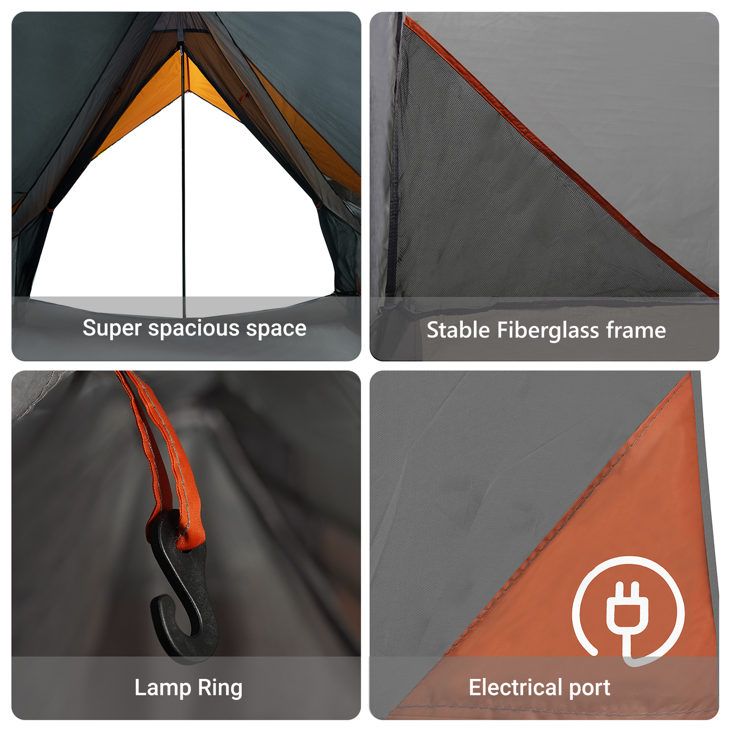 vidaXL Family Tent A-Frame 7-Person Grey and Orange Waterproof