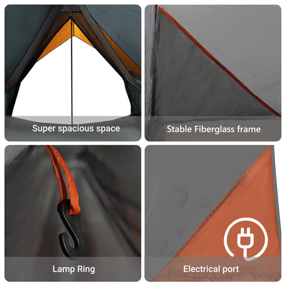 vidaXL Family Tent A-Frame 7-Person Grey and Orange Waterproof