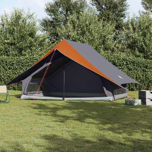 vidaXL Family Tent A-Frame 7-Person Grey and Orange Waterproof