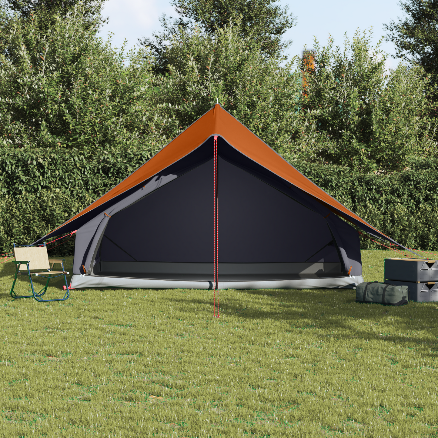 vidaXL Family Tent A-Frame 7-Person Grey and Orange Waterproof
