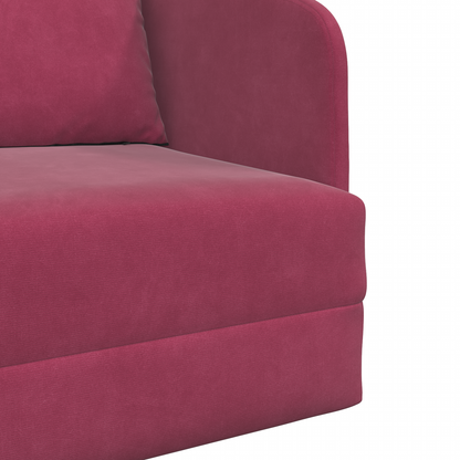 vidaXL Floor Sofa Bed 2-in-1 Wine Red 65x80x83 cm Velvet
