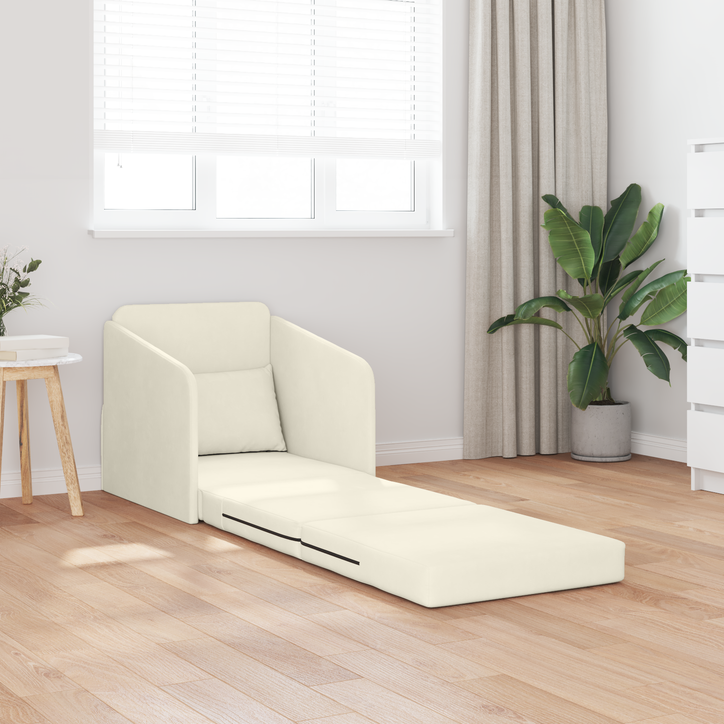 vidaXL Floor Sofa Bed 2-in-1 Cream 65x80x83 cm Velvet