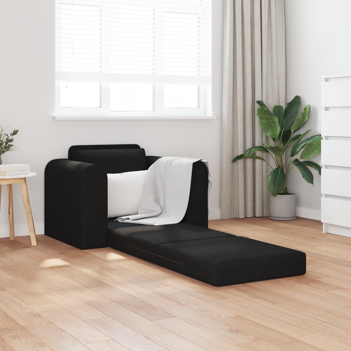 vidaXL Floor Sofa Bed 2-in-1 Black 98x71x83 cm Fabric