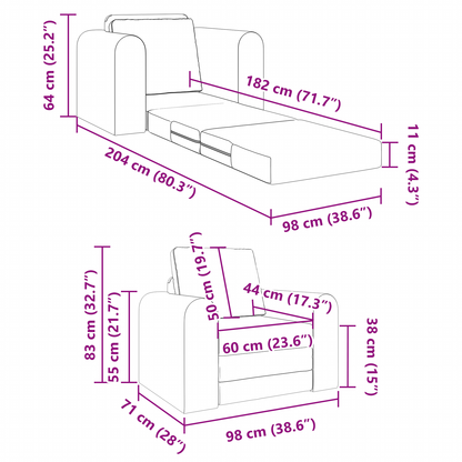 vidaXL Floor Sofa Bed 2-in-1 Black 98x71x83 cm Fabric