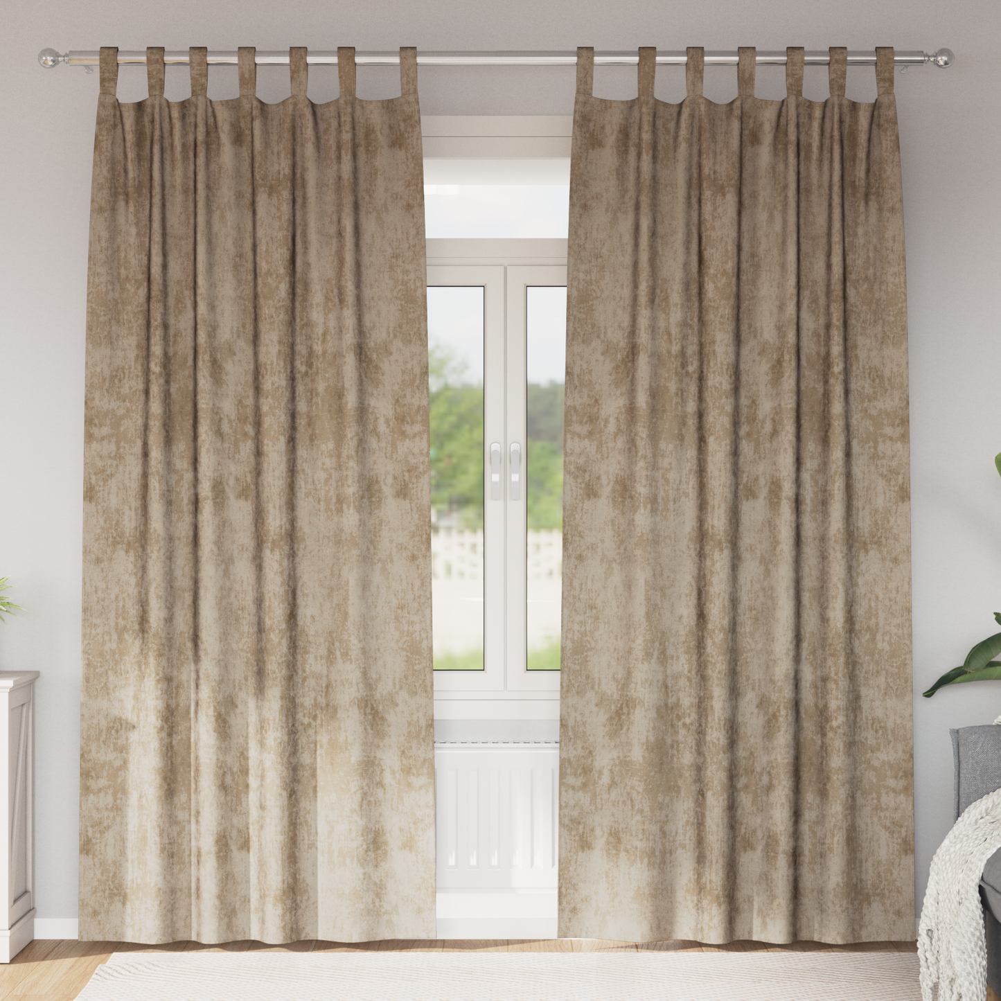 vidaXL Velvet Curtains 2 pcs with Eyelets Champagne 260x140 cm