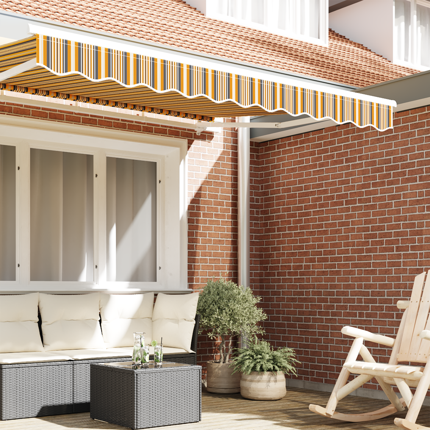 vidaXL Awning Valance Replacement Yellow and Grey 2.5 m Polyester