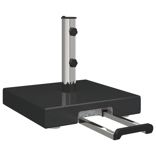 vidaXL Wheeled Parasol Base with Handle Black Granite 29 kg Square