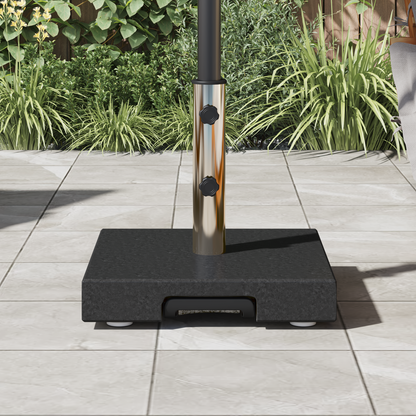 vidaXL Wheeled Parasol Base with Handle Black Granite 29 kg Square