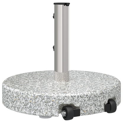 vidaXL Wheeled Parasol Base with Handle Grey Granite 29 kg Round