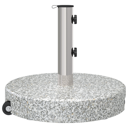 vidaXL Wheeled Parasol Base with Handle Grey Granite 29 kg Round
