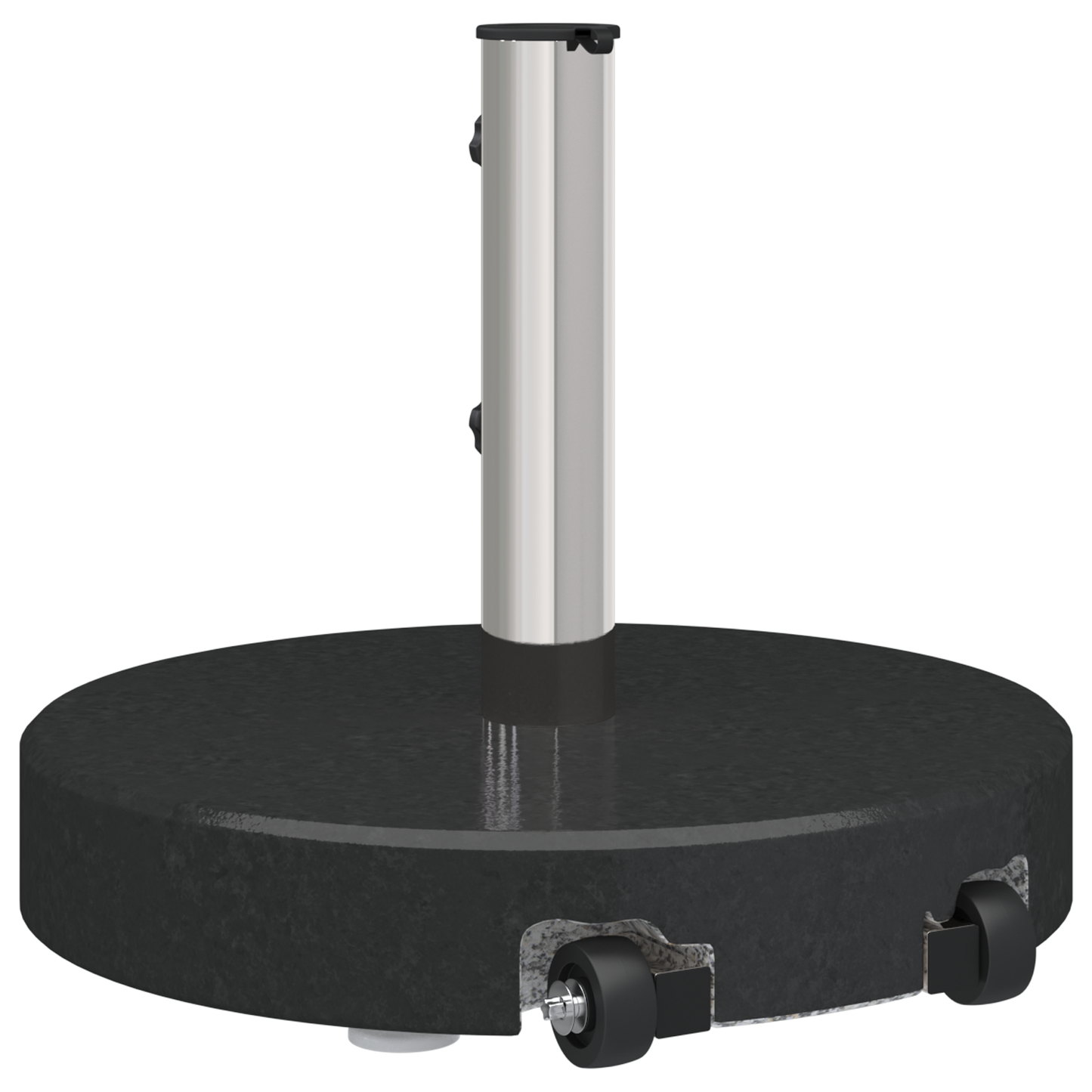 vidaXL Wheeled Parasol Base with Handle Black Granite 29 kg Round