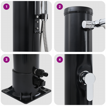 vidaXL Outdoor Solar Shower with Handheld Shower Head 217 cm 20 L