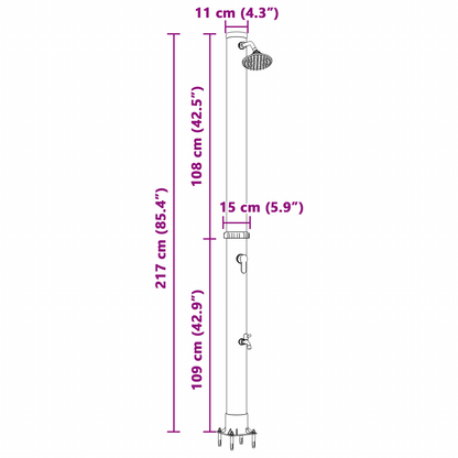 vidaXL Outdoor Solar Shower with Faucet 217 cm 20 L