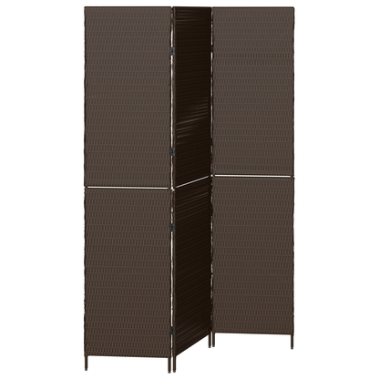 vidaXL Room Divider 3 Panels Foldable Brown 146x180 cm Poly Rattan