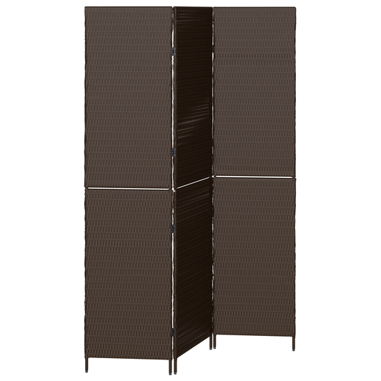 vidaXL Room Divider 3 Panels Foldable Brown 146x180 cm Poly Rattan