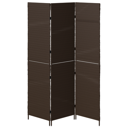 vidaXL Room Divider 3 Panels Foldable Brown 146x180 cm Poly Rattan