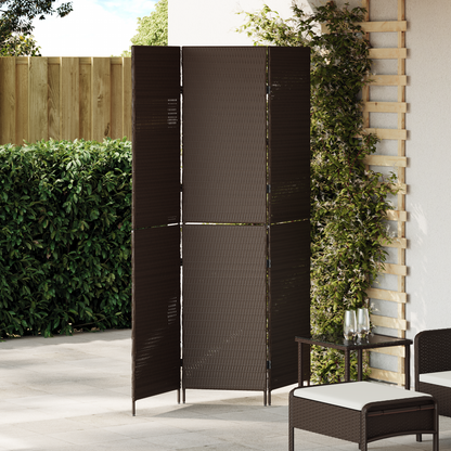 vidaXL Room Divider 3 Panels Foldable Brown 146x180 cm Poly Rattan