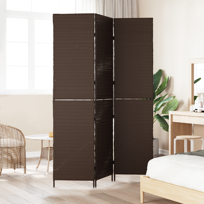 vidaXL Room Divider 3 Panels Foldable Brown 146x180 cm Poly Rattan
