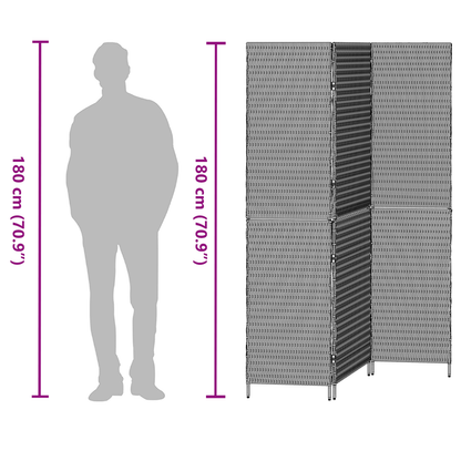 vidaXL Room Divider 3 Panels Foldable Brown 146x180 cm Poly Rattan