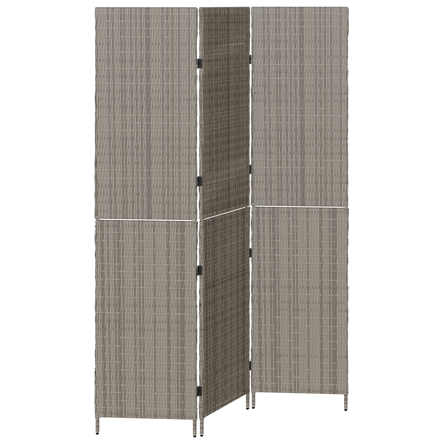 vidaXL Room Divider 3 Panels Foldable Grey 147x180 cm Poly Rattan