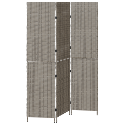 vidaXL Room Divider 3 Panels Foldable Grey 147x180 cm Poly Rattan