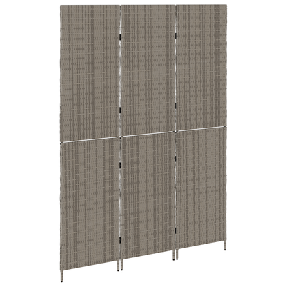 vidaXL Room Divider 3 Panels Foldable Grey 147x180 cm Poly Rattan