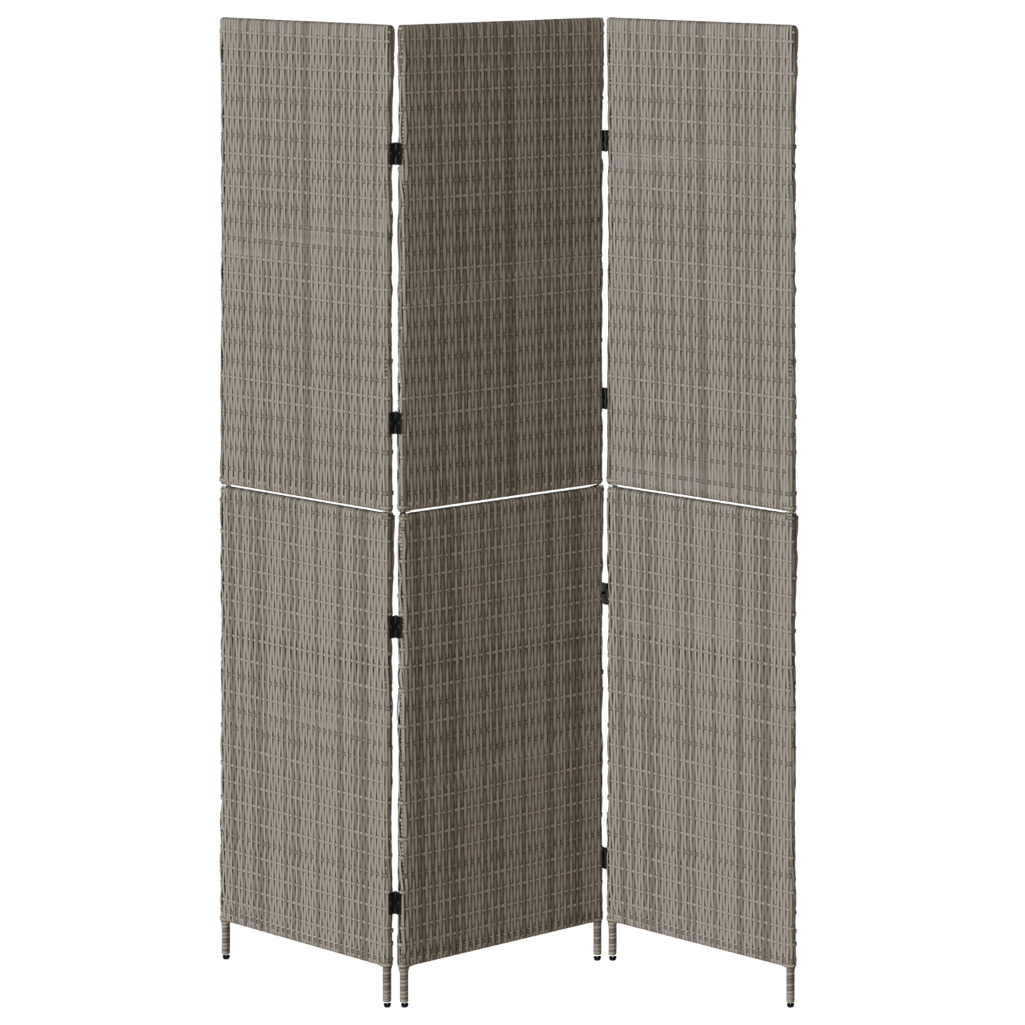 vidaXL Room Divider 3 Panels Foldable Grey 147x180 cm Poly Rattan