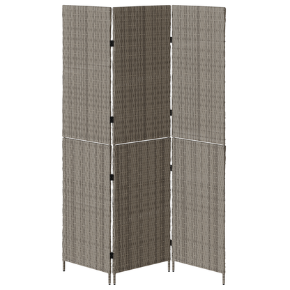 vidaXL Room Divider 3 Panels Foldable Grey 147x180 cm Poly Rattan