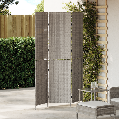 vidaXL Room Divider 3 Panels Foldable Grey 147x180 cm Poly Rattan