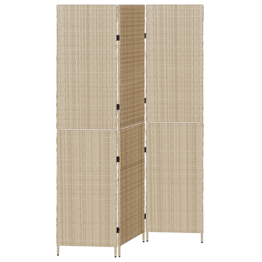 vidaXL Room Divider 3 Panels Foldable Beige 147x180 cm Poly Rattan