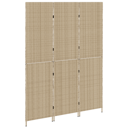vidaXL Room Divider 3 Panels Foldable Beige 147x180 cm Poly Rattan