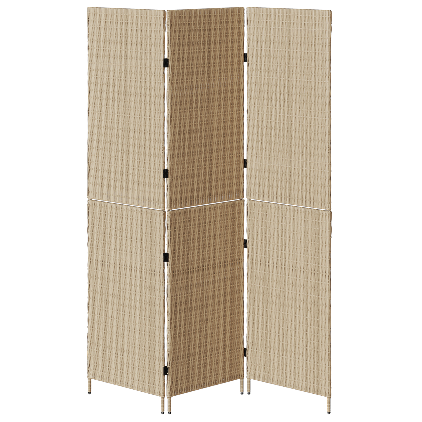 vidaXL Room Divider 3 Panels Foldable Beige 147x180 cm Poly Rattan