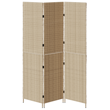 vidaXL Room Divider 3 Panels Foldable Beige 147x180 cm Poly Rattan