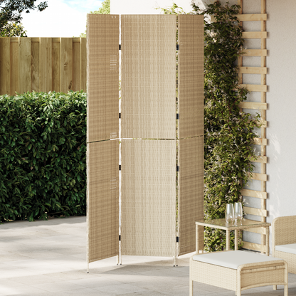 vidaXL Room Divider 3 Panels Foldable Beige 147x180 cm Poly Rattan