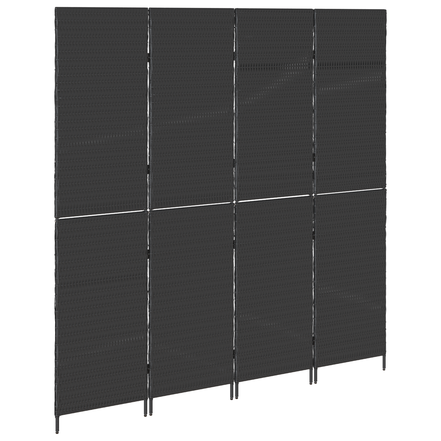 vidaXL Room Divider 4 Panels Foldable Black 195x180 cm Poly Rattan