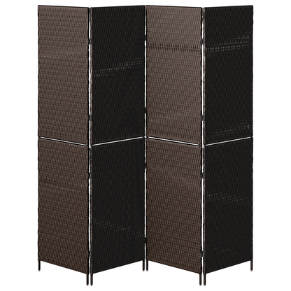 vidaXL Room Divider 4 Panels Foldable Brown 195x180 cm Poly Rattan