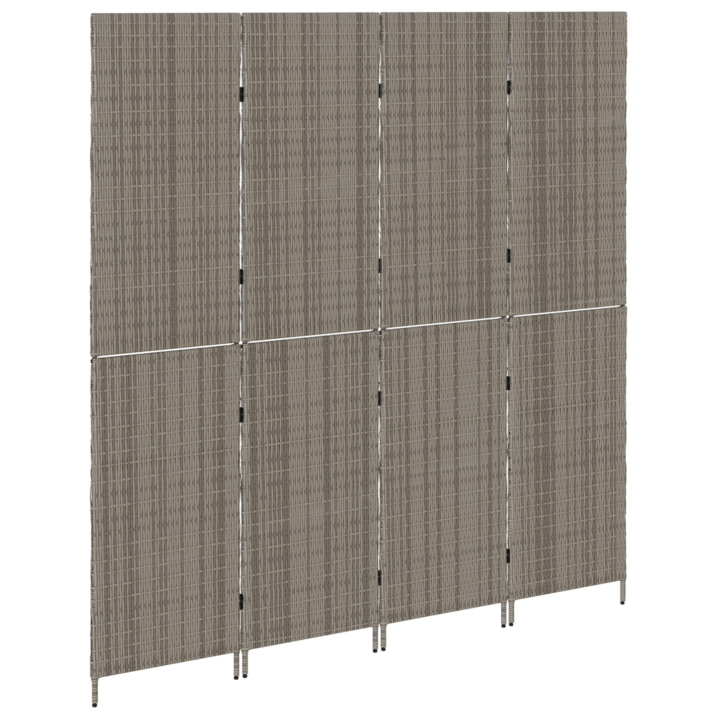 vidaXL Room Divider 4 Panels Foldable Grey 195x180 cm Poly Rattan