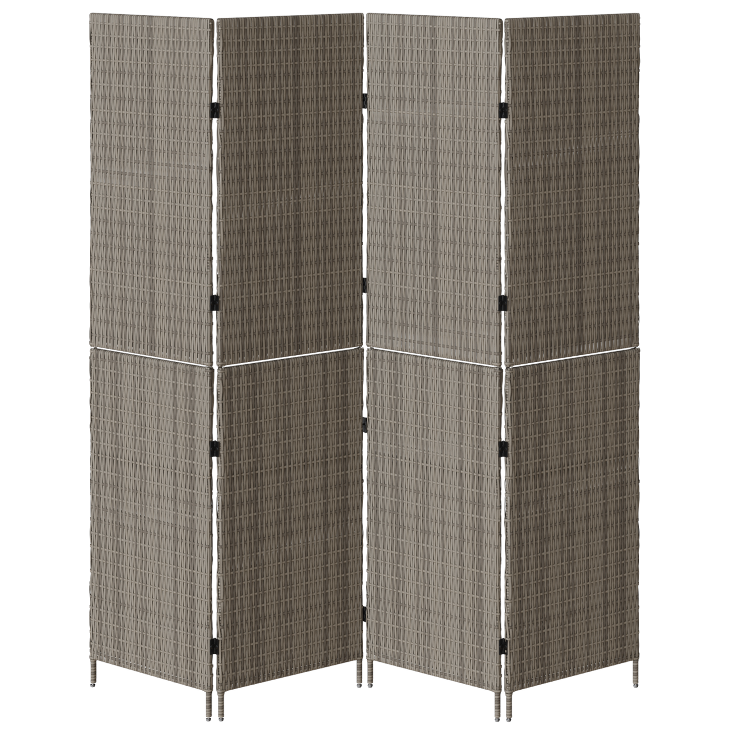 vidaXL Room Divider 4 Panels Foldable Grey 195x180 cm Poly Rattan
