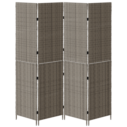 vidaXL Room Divider 4 Panels Foldable Grey 195x180 cm Poly Rattan