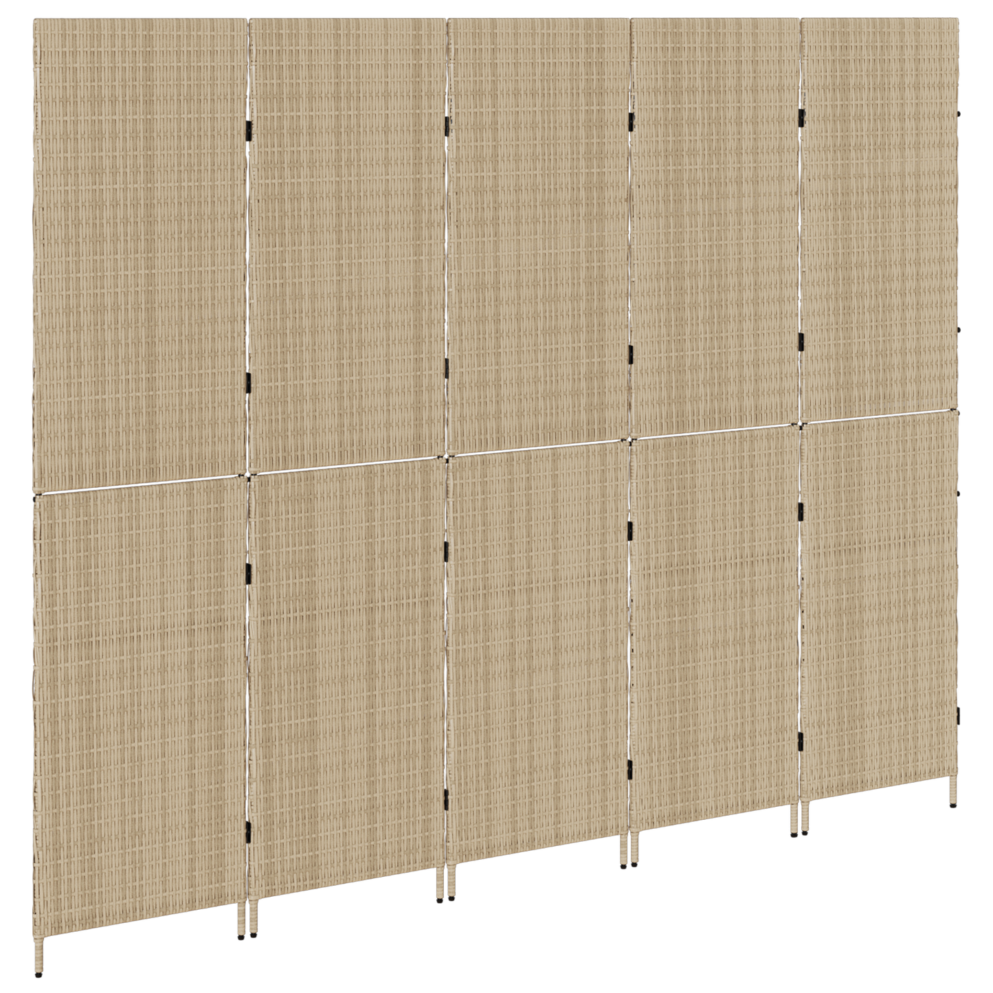 vidaXL Room Divider 5 Panels Foldable Beige 245x180 cm Poly Rattan